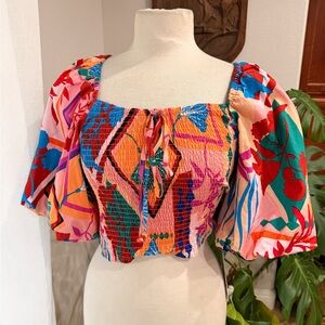 Love Is For Eternity Smocked Puff Sleeve Crop Top‎ Medium